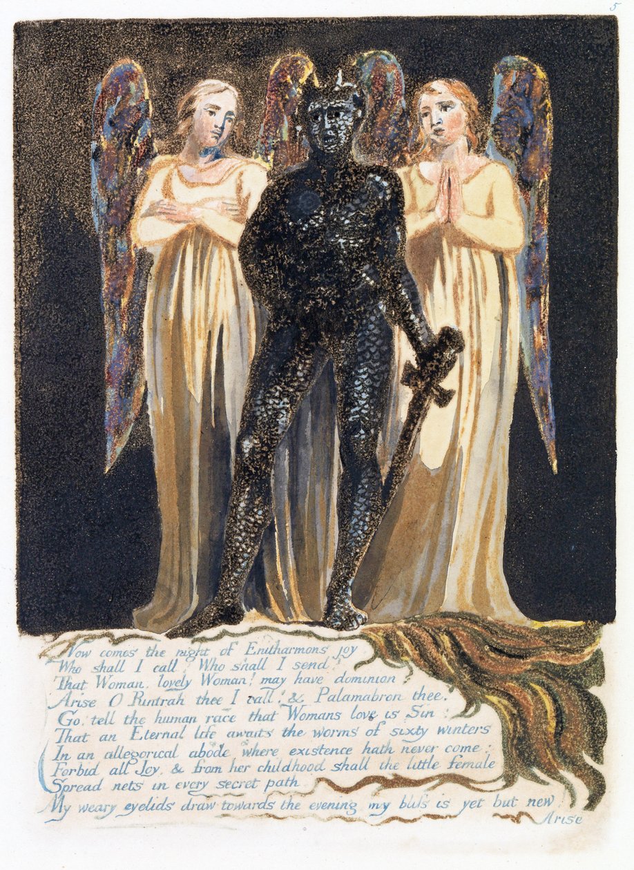 Ilustracja z „Europe: a Prophecy”, Lambeth, 1794 (atrament i toaleta na papierze) autorstwa William Blake