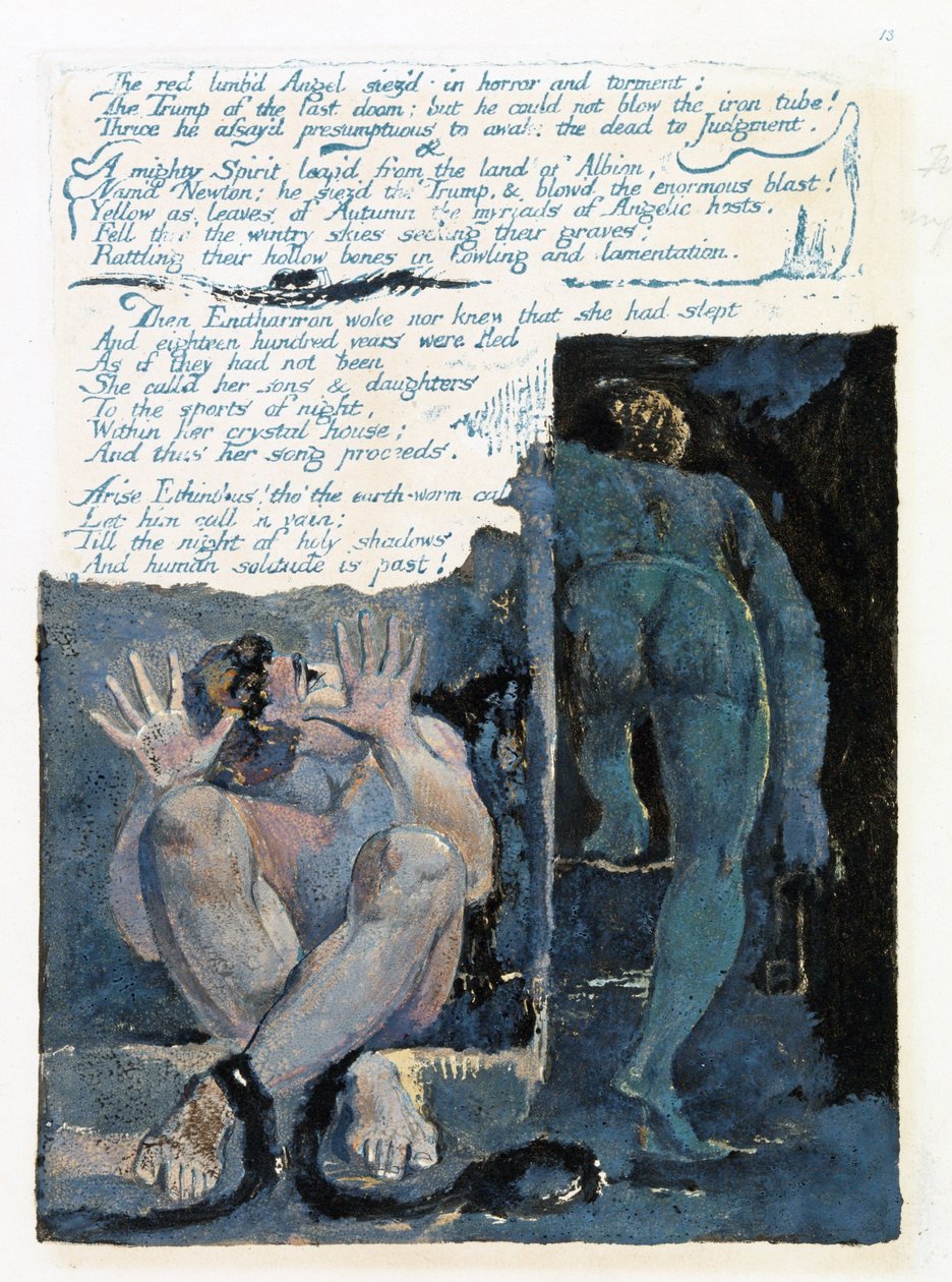 Ilustracja z „Europe: a Prophecy”, Lambeth, 1794 (atrament i toaleta na papierze) autorstwa William Blake