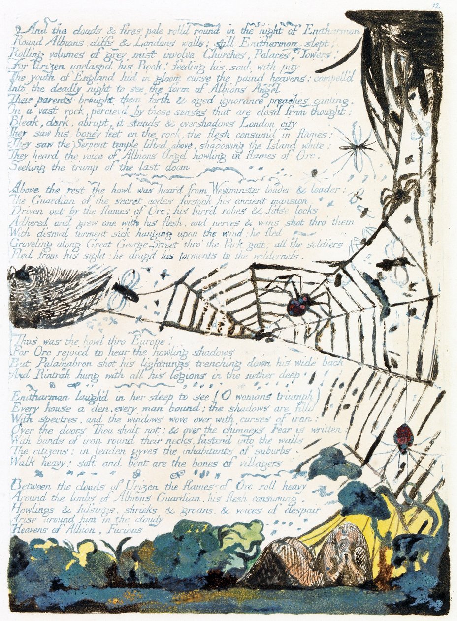 Ilustracja z „Europe: a Prophecy”, Lambeth, 1794 (atrament i toaleta na papierze) autorstwa William Blake