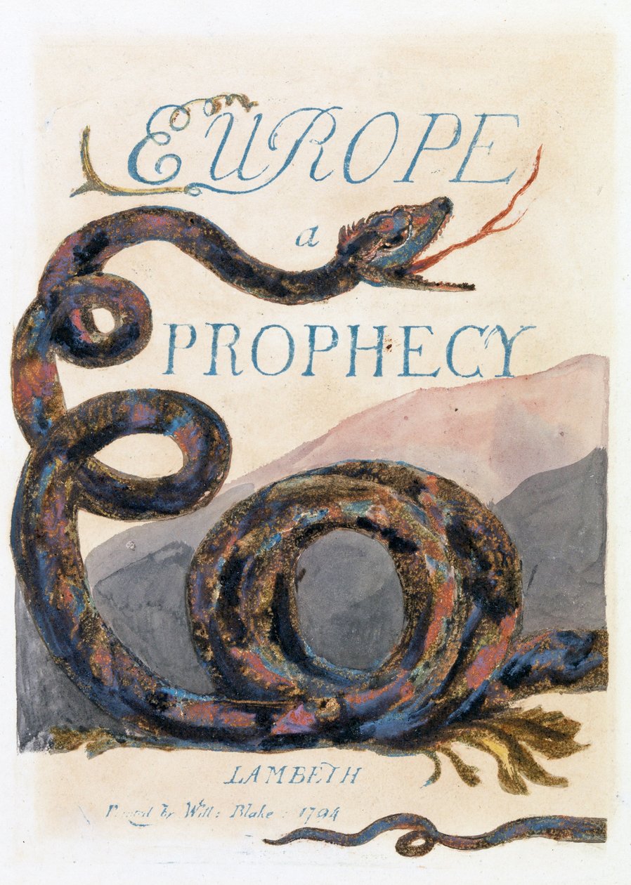 Ilustracja z "Europe: a Prophecy", Lambeth, 1794 (tusz i wc na papierze) autorstwa William Blake