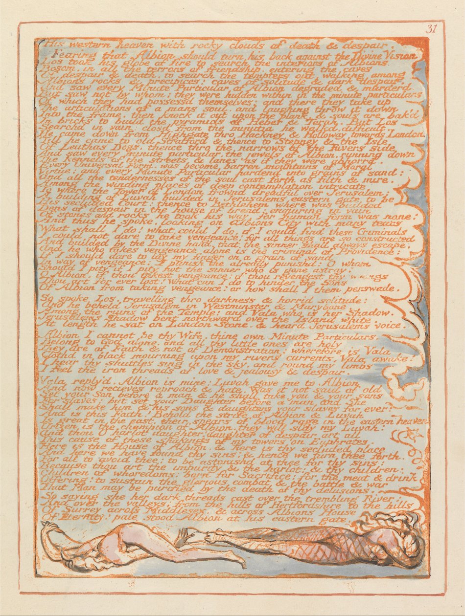 Jerozolima, ilustracja 31, Jego zachodnie niebo.... autorstwa William Blake