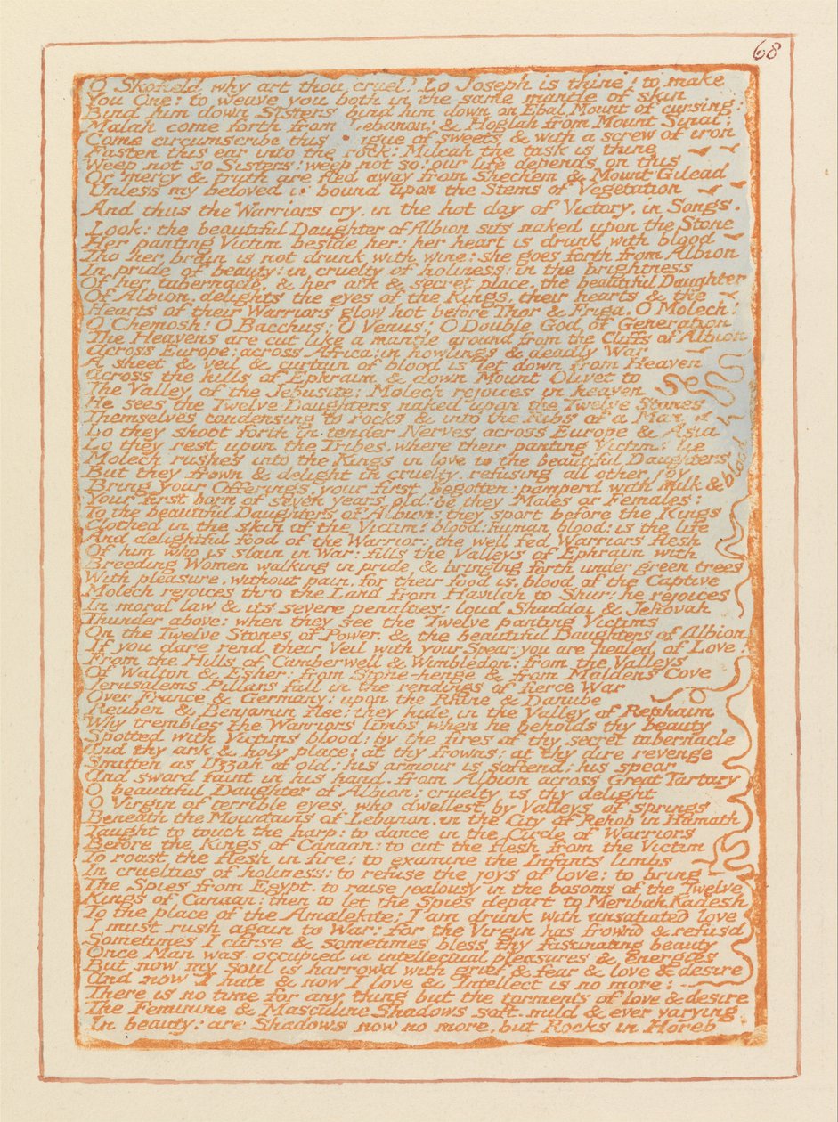 Jerozolima, ilustracja 68, O Skofield, dlaczego jesteś okrutny... autorstwa William Blake