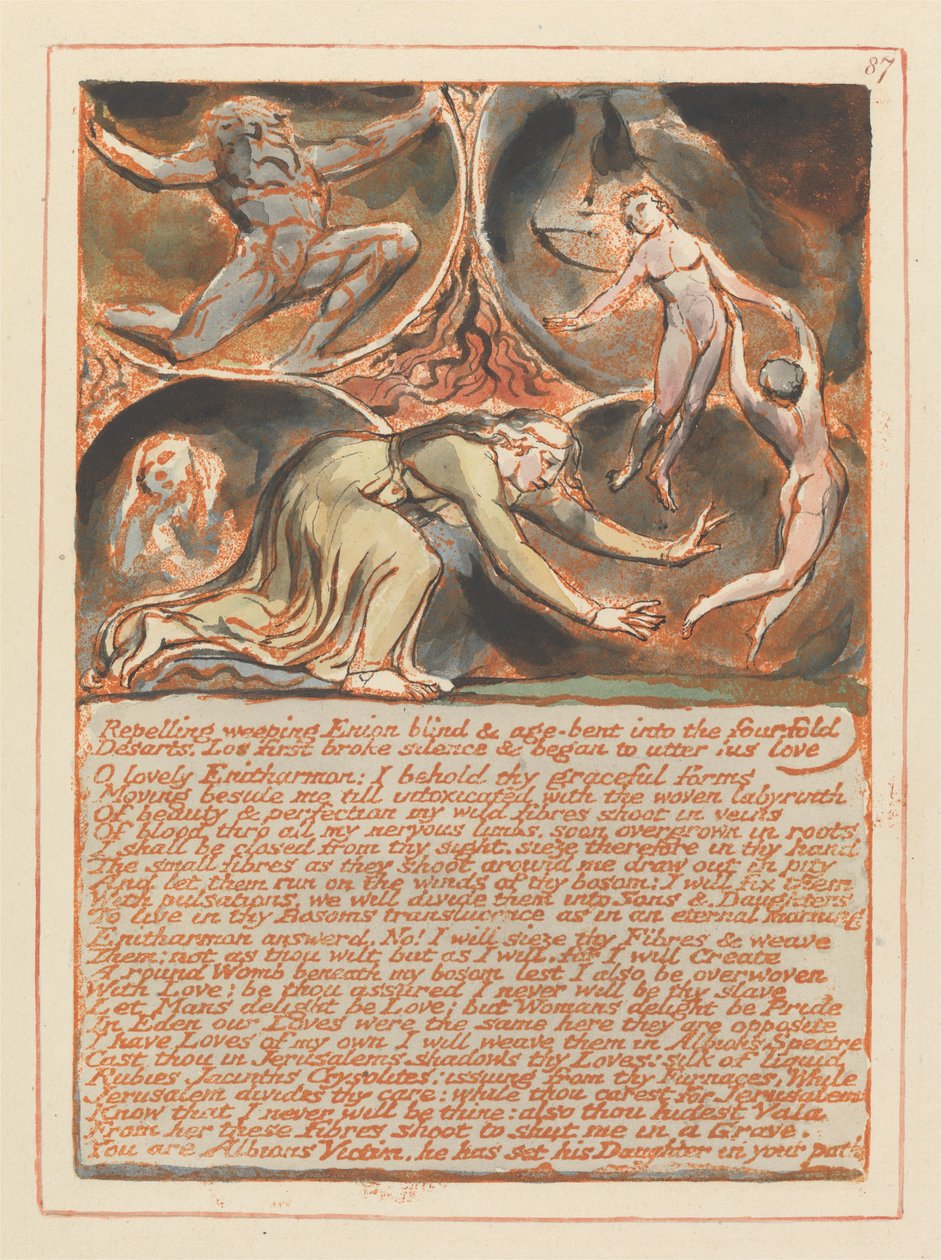 Jerozolima, tablica 87, Odpychanie płaczu Enion.... autorstwa William Blake