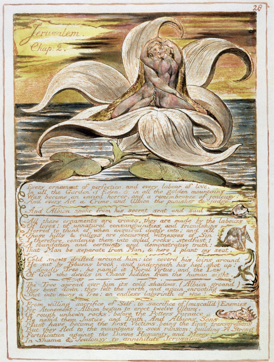 Jerozolima, tablica 28 z rozdz. 2 (akwaforta płaskorzeźba piórem i wc) autorstwa William Blake