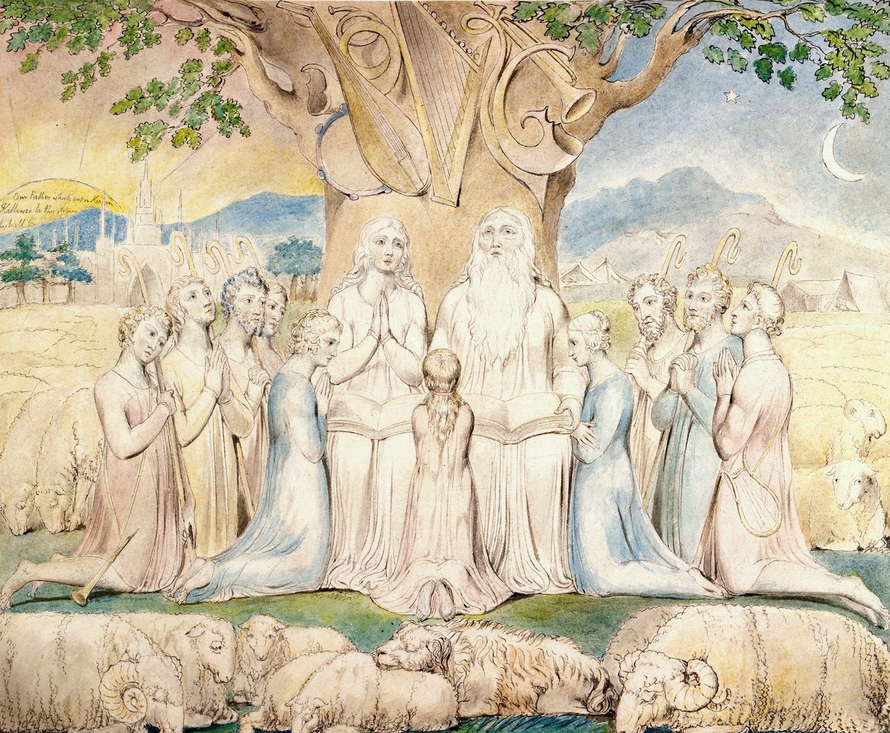 Hiob i jego rodzina autorstwa William Blake