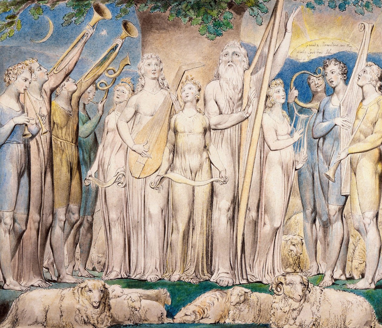 Hiob i jego rodzina wrócili do dobrobytu autorstwa William Blake