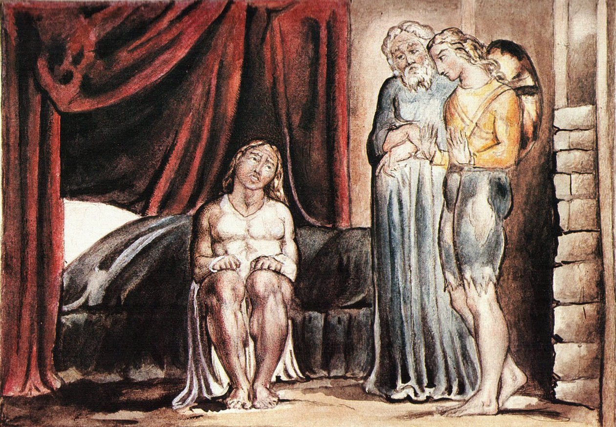 John Bunyan Plate 13 Człowiek, który marzył o Dniu Sądu autorstwa William Blake