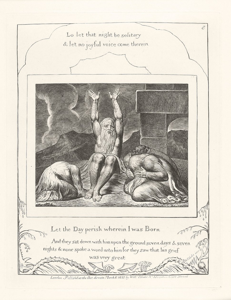 Niech zginie dzień, w którym się urodziłem, 1825 autorstwa William Blake