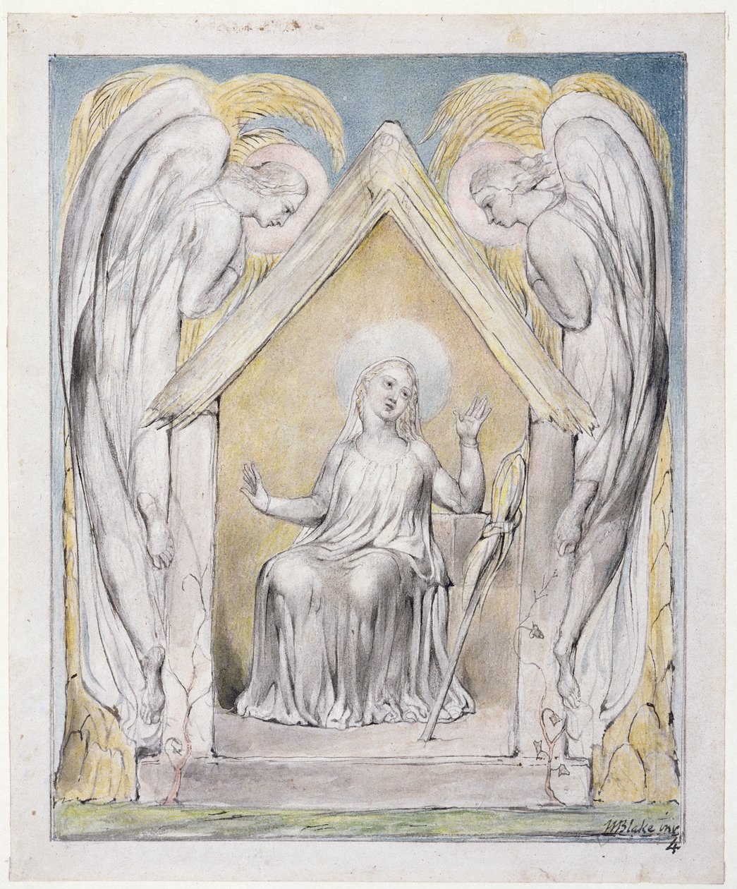 Lamentacja Maryi nad Chrystusem, ilustracja z „Raju odzyskanego” Johna Miltona, c.1816-18 (pióro i atrament, szare pranie i toaleta na papierze) autorstwa William Blake