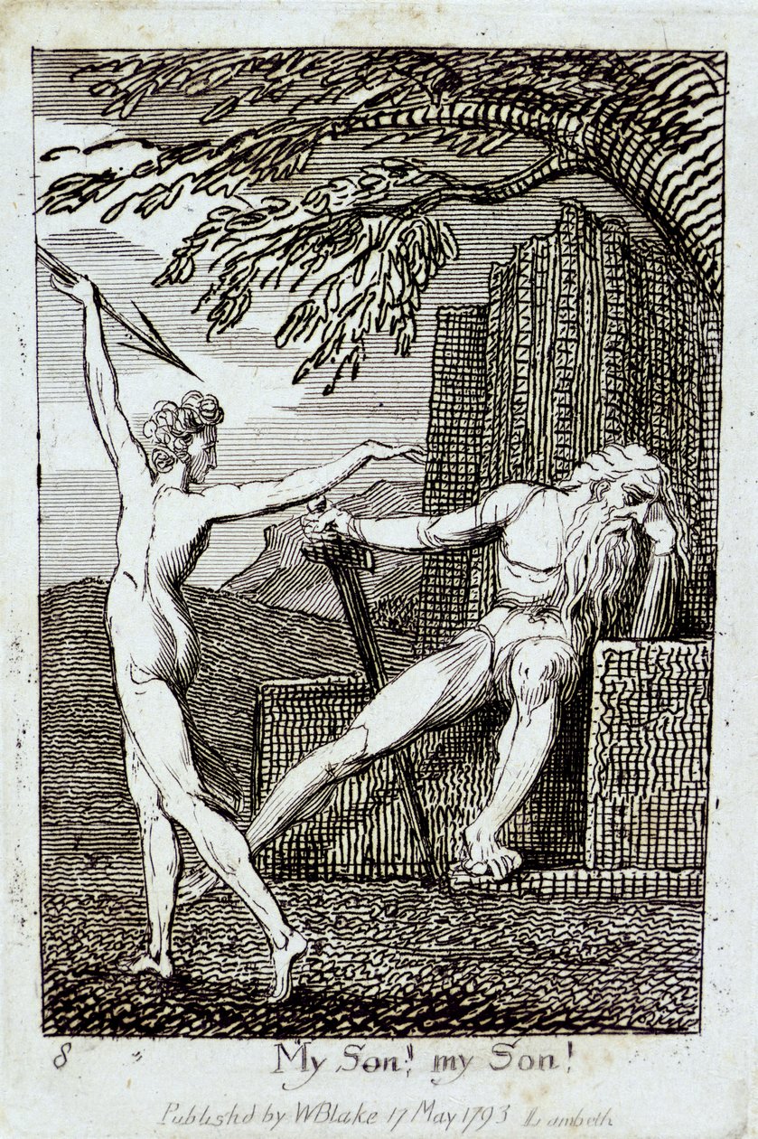 Mój syn! Mój synu!, płyta 10 z „Dla dzieci. Bramy raju”, 1793 autorstwa William Blake