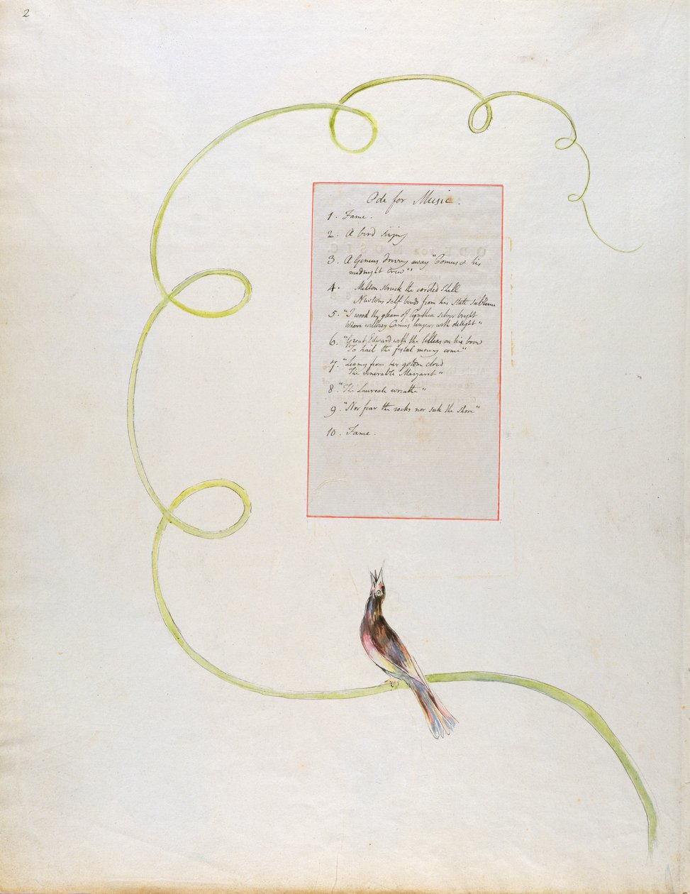 „Oda do muzyki”, projekt 94 z „Wierszy Thomasa Graya”, 1797-98 (wc z piórem i atramentem na papierze) autorstwa William Blake