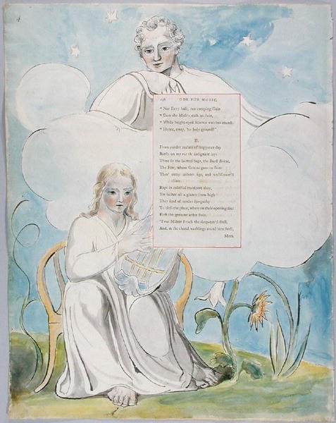 Oda do muzyki, wzór 96 z The Poems of Thomas Gray, 1797-98 (toaleta z piórem i atramentem na papierze) autorstwa William Blake