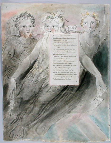 Oda do muzyki, projekt 98 z Poematów Thomasa Graya, 1797-98 (wc, pióro i tusz na papierze) autorstwa William Blake