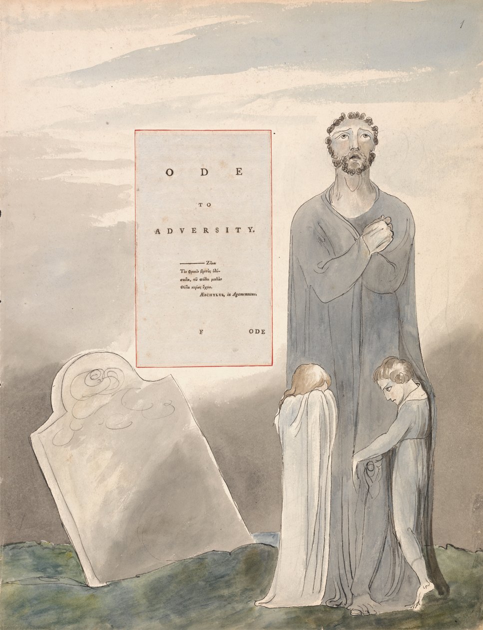 Oda do przeciwności, wzór 35 z Poematów Thomasa Graya, 1797-98 (toaleta z piórem i czarnym tuszem na papierze) autorstwa William Blake