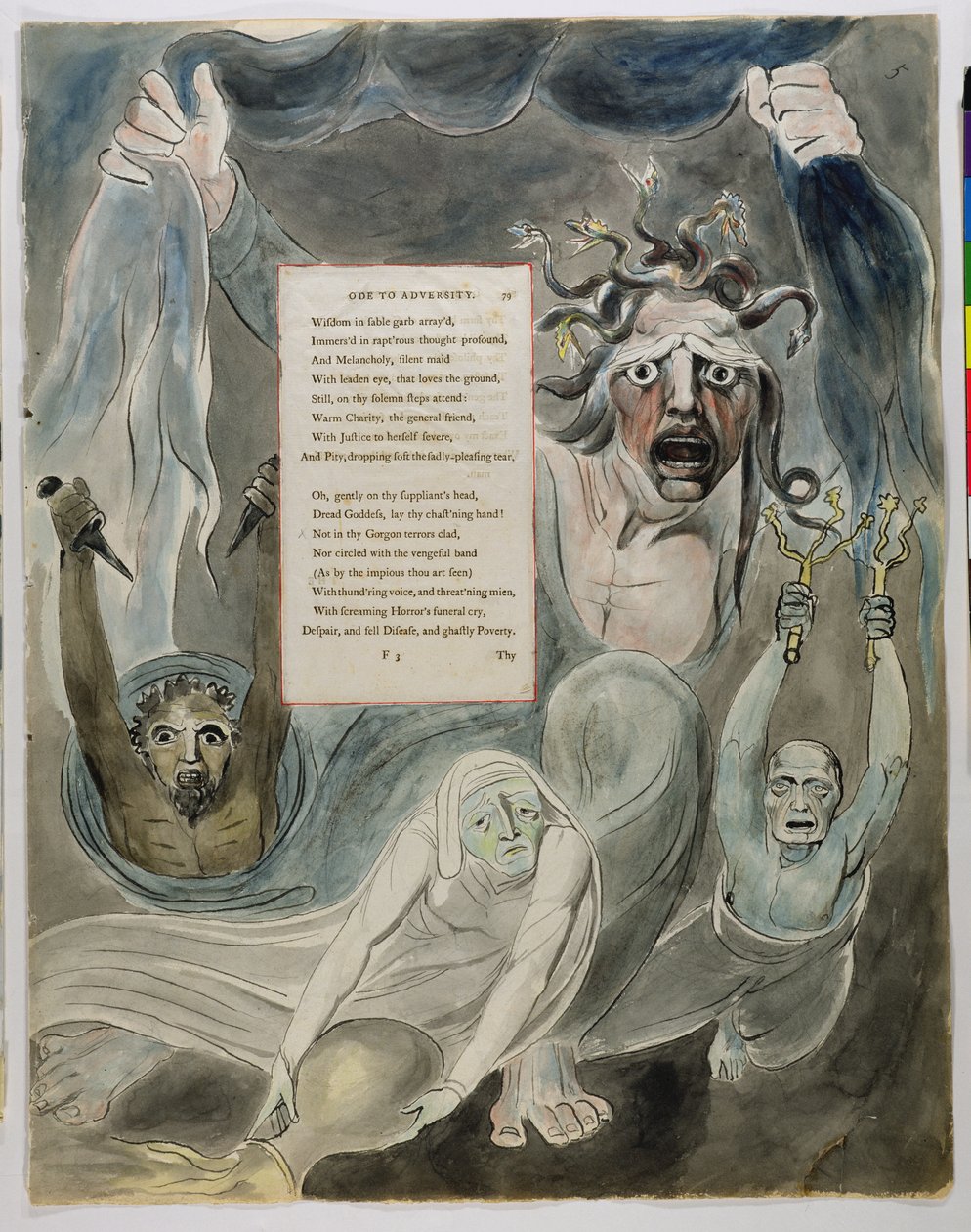 Oda do przeciwności, z „Wierszy Thomasa Graya”, 1797-98 (wc i czarny tusz na papierze) autorstwa William Blake