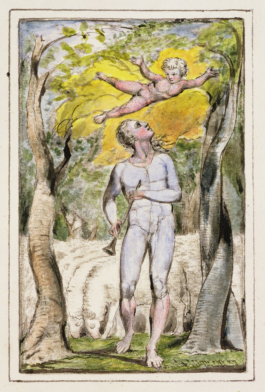 P.124-1950.ptl Frontyspis do Pieśni o niewinności: płyta 1 z Pieśni o niewinności i doświadczeniu (kopia R) c.1802-08 (akwaforta, tusz i wc) autorstwa William Blake