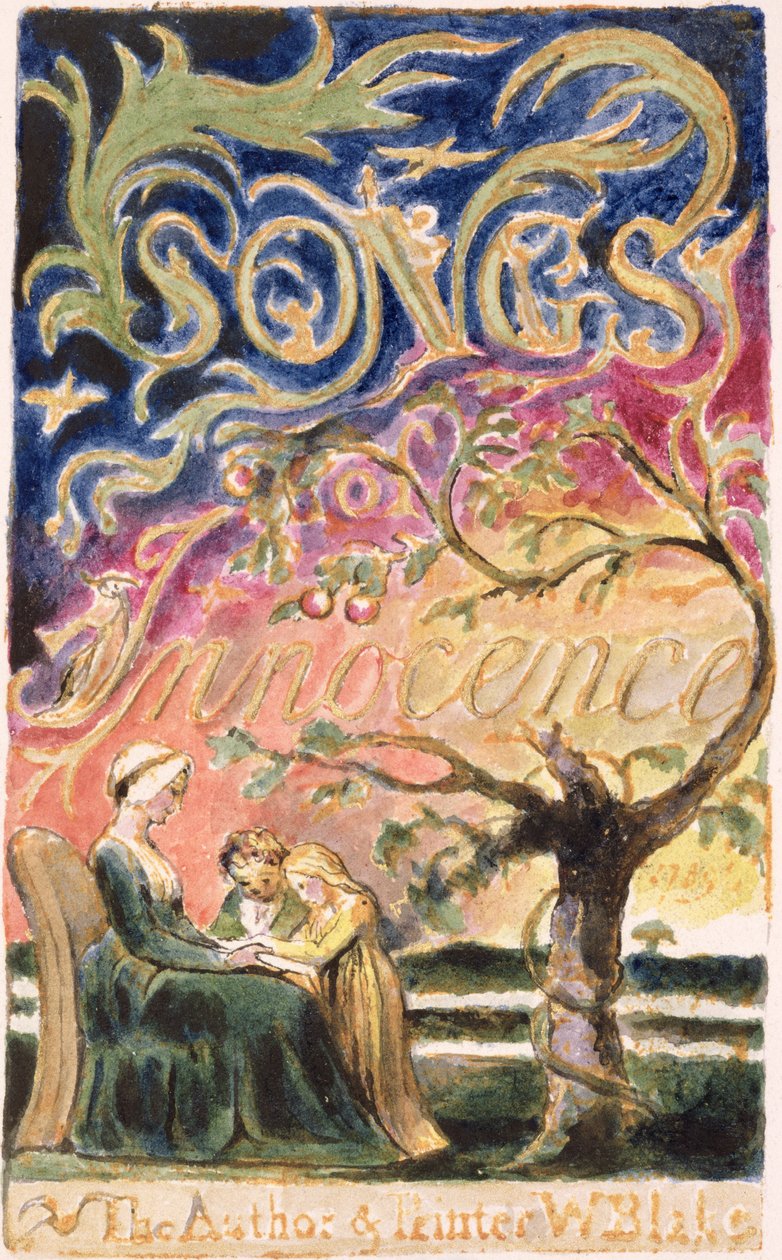 P.125-1950.pt3 Strona tytułowa: płyta 3 z „Pieśni o niewinności i doświadczeniu” (kopia AA) c.1815-26 (akwaforta, tusz i wc) autorstwa William Blake