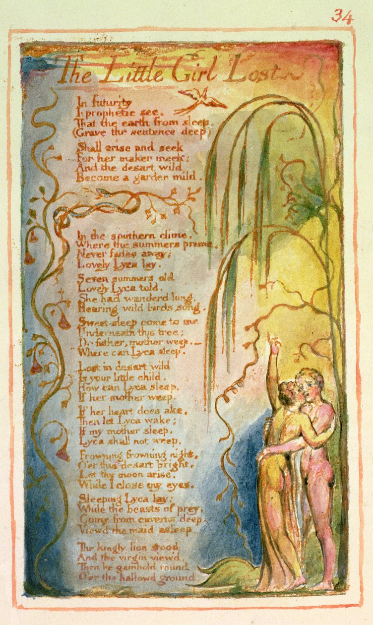 P.125-1950.pt34 The Little Girl Lost: płyta 34 z Pieśni o niewinności i doświadczeniu (kopia AA) c.1815-26 (akwaforta, tusz i wc) autorstwa William Blake
