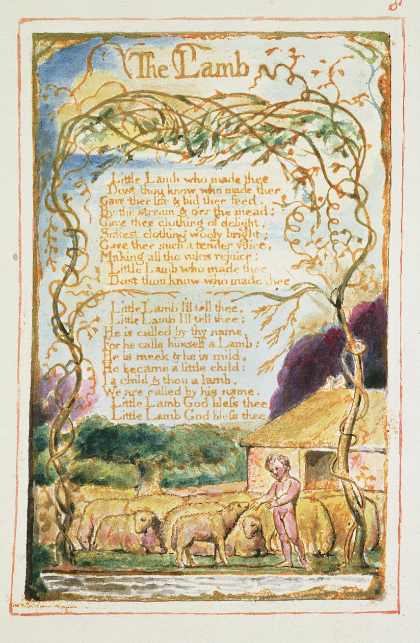 P.125-1950.pt8 Baranek: płyta 8 z „Pieśni o niewinności i doświadczeniu” (kopia AA) c.1815-26 (akwaforta, tusz i wc) autorstwa William Blake