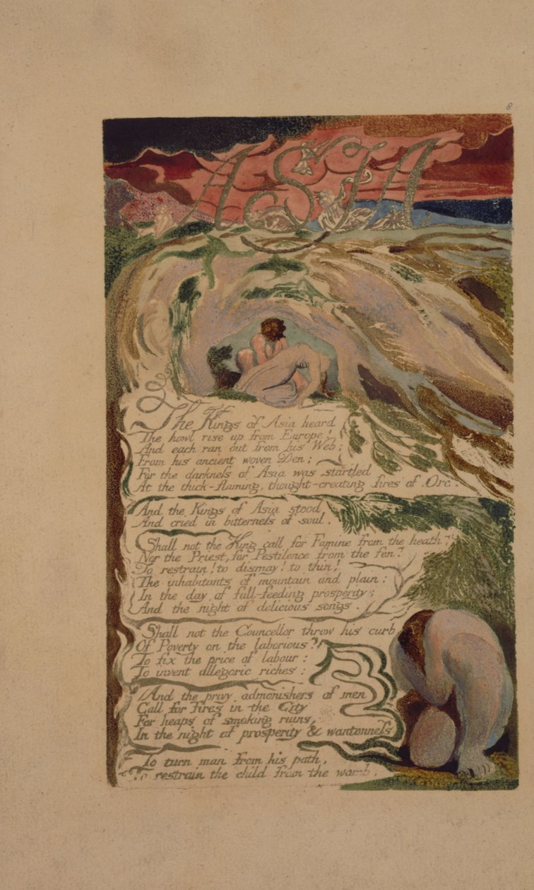 Tablica 6 z Pieśni o Los, egzemplarz B, w zbiorach Biblioteki Kongresu. autorstwa William Blake