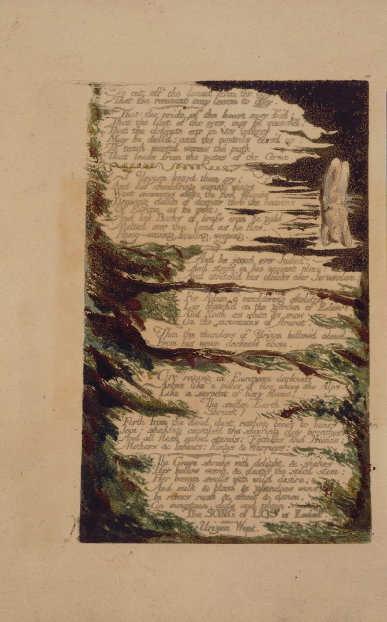 Tablica 7 z Pieśni o Los, egzemplarz B, w zbiorach Biblioteki Kongresu. autorstwa William Blake