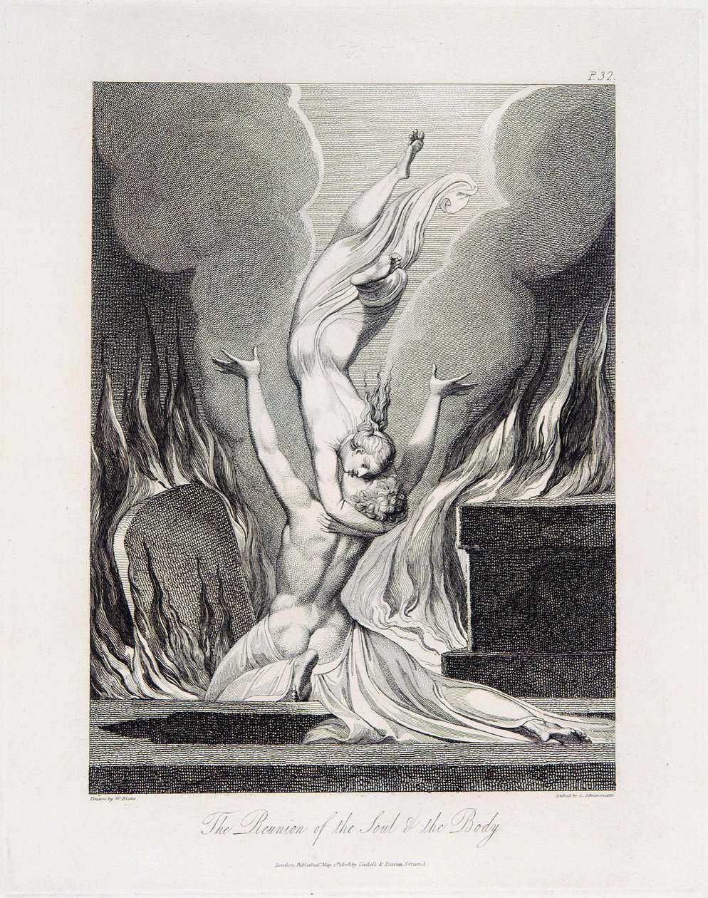 Robert Blair, The Grave, obiekt 13 (Bentley 435-12) Zjednoczenie duszy i ciała autorstwa William Blake