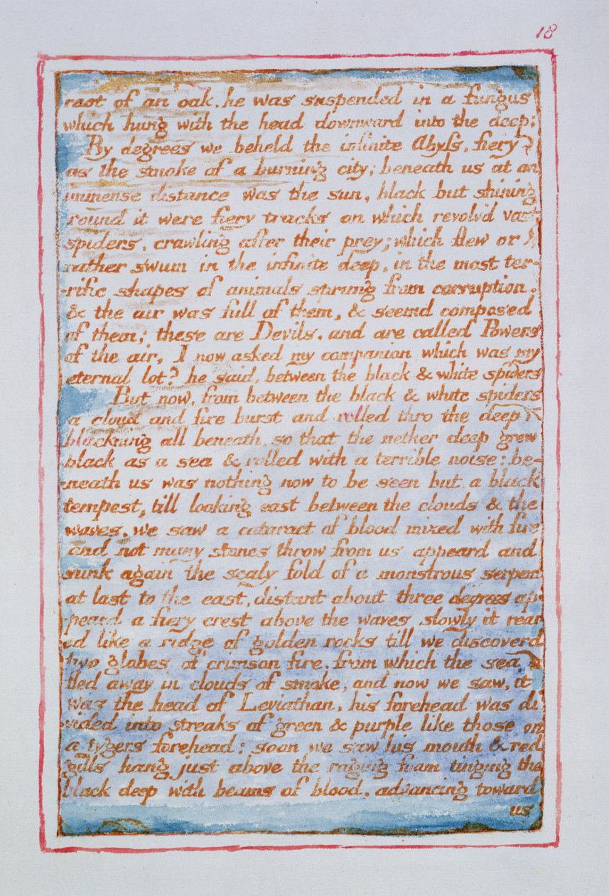 Korzeń dębu zawieszony w grzybie..., tekst z Wesela nieba i piekła, ok. 1790-3 (akwaforta wypukła zakończona piórem i wc) autorstwa William Blake