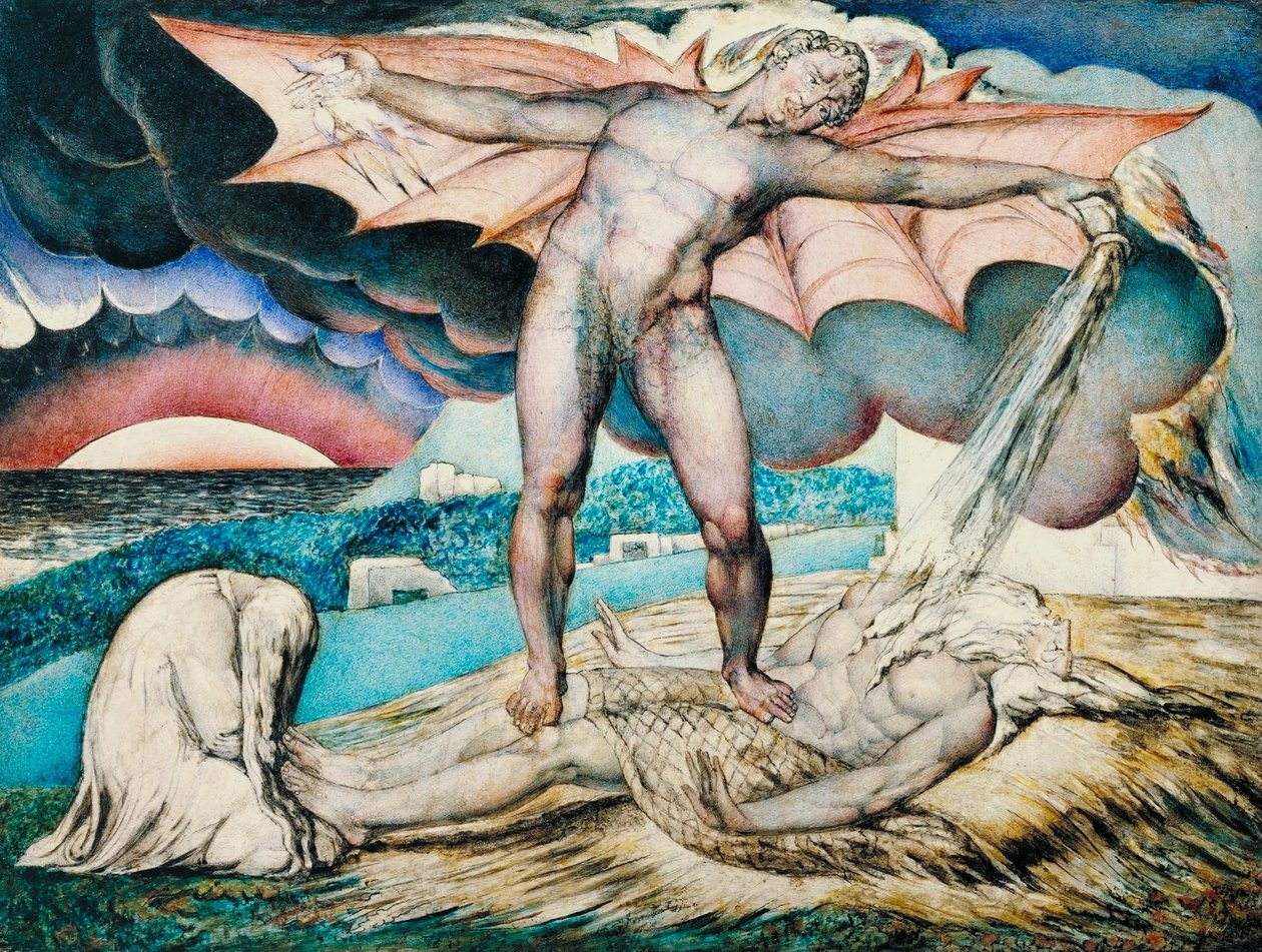 Szatan zabija Hioba bolesnymi wrzodami autorstwa William Blake