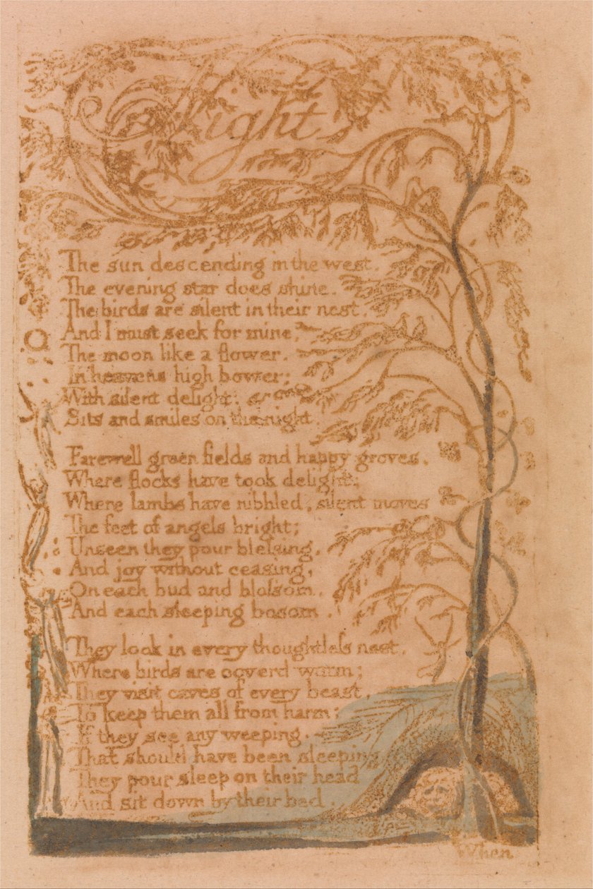 Pieśni niewinności, płyta 16, noc (Bentley 20) autorstwa William Blake