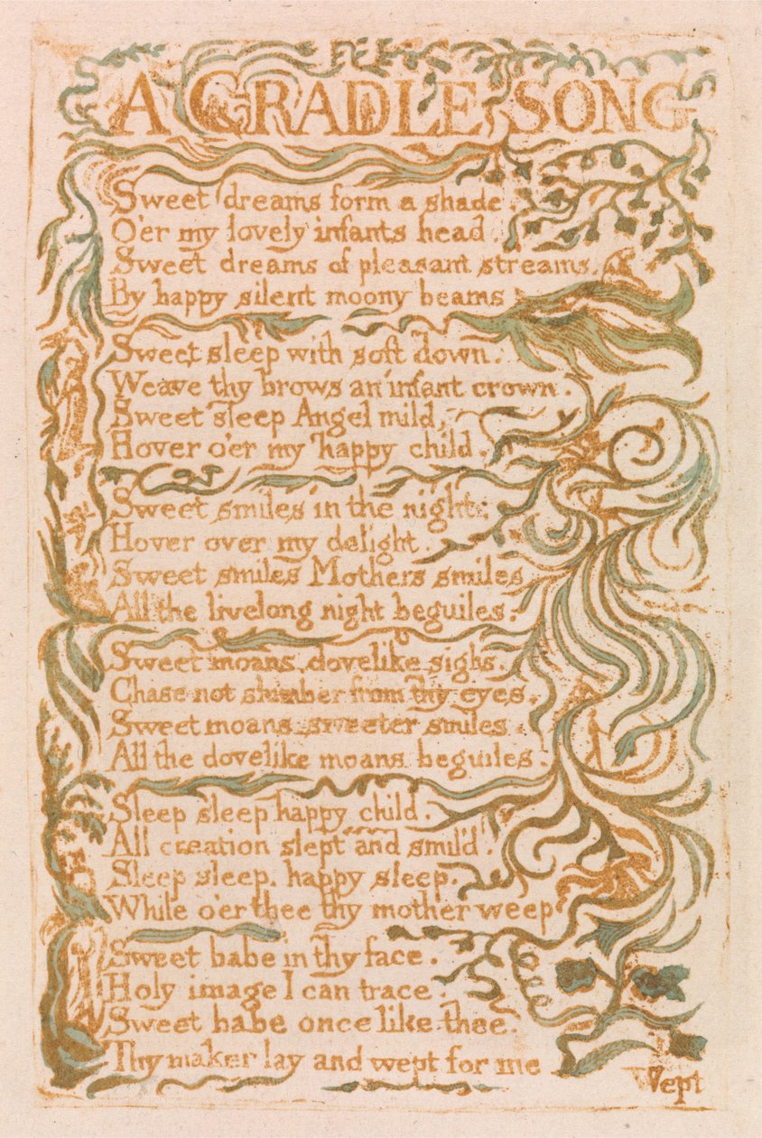 Pieśni niewinności, płyta 18, pieśń kołyskowa (Bentley 16) autorstwa William Blake