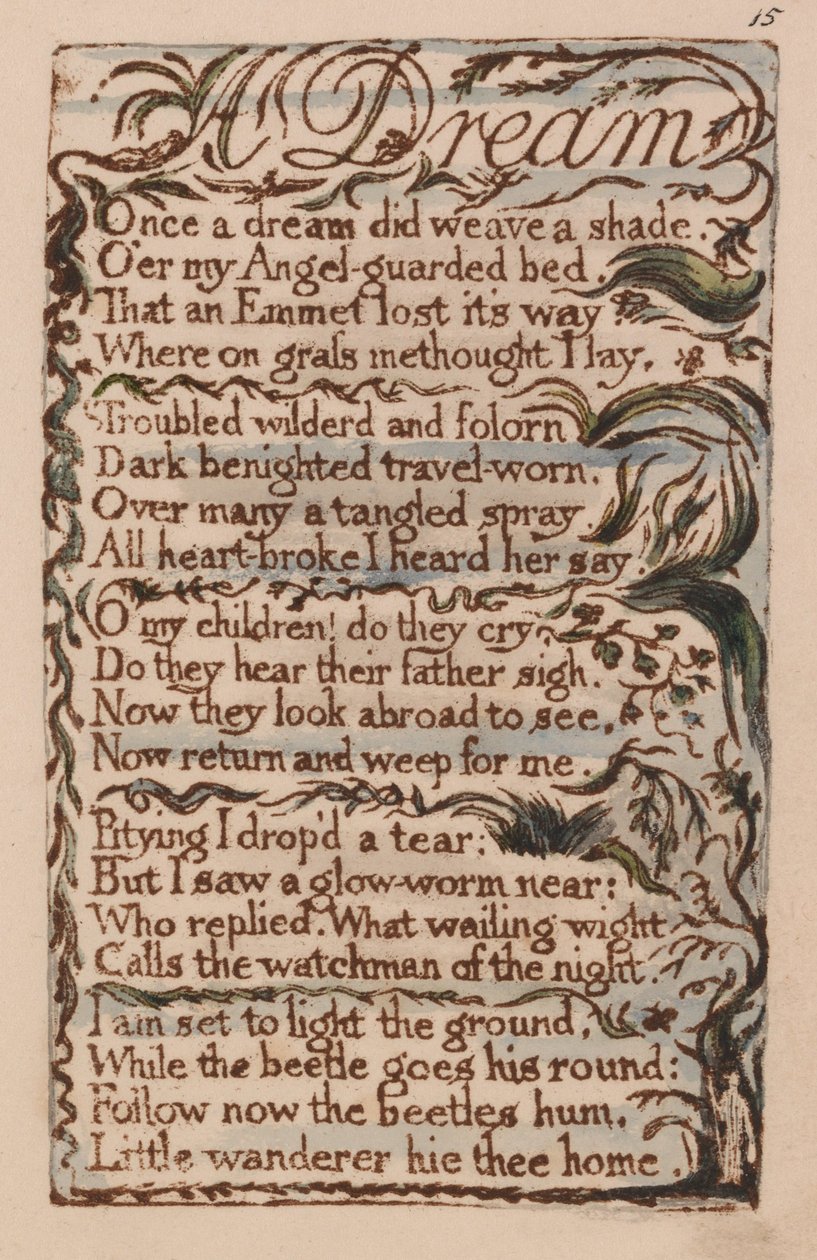 Pieśni niewinności i doświadczenia, płyta 15, Sen (Bentley 26) autorstwa William Blake