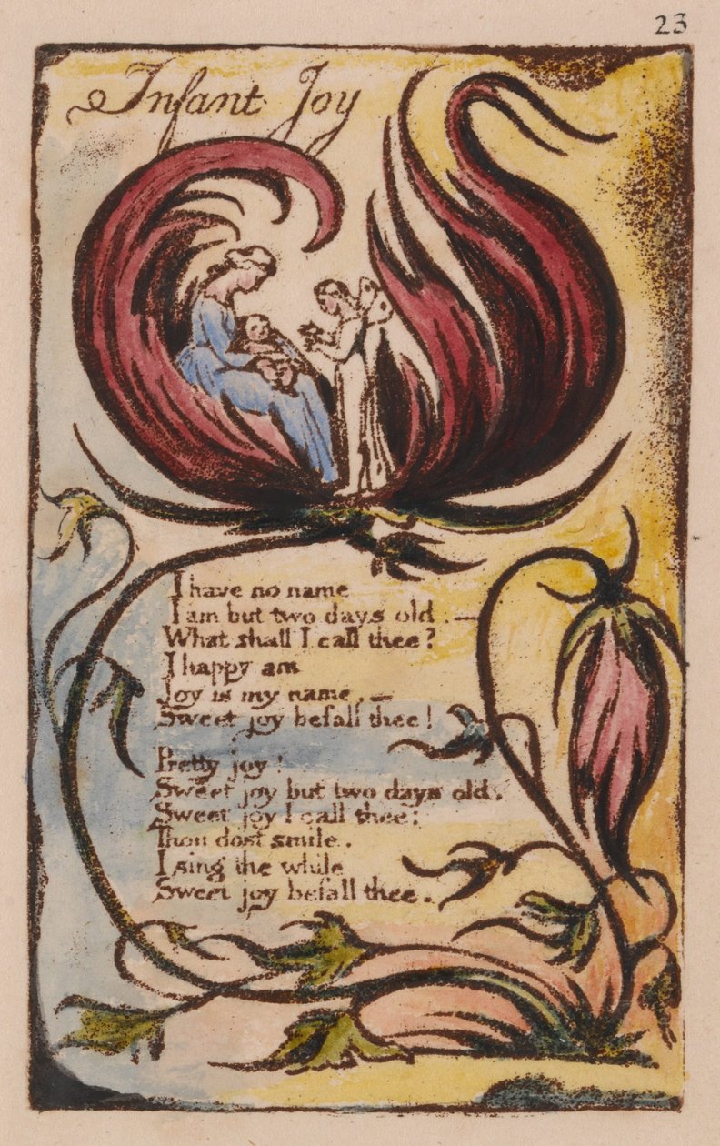 Pieśni niewinności i doświadczenia, płyta 23, Dziecięca radość (Bentley 25) autorstwa William Blake