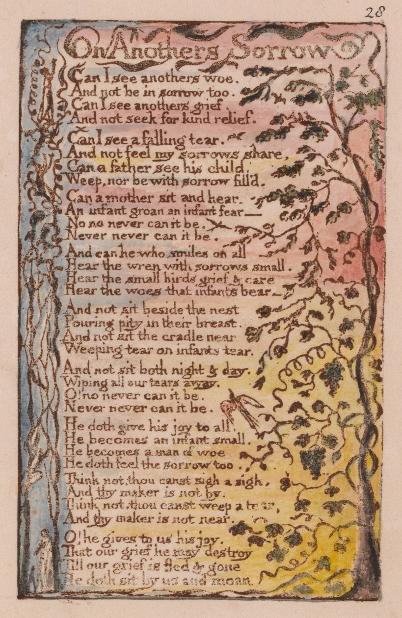 Pieśni o niewinności i doświadczeniu, płyta 28, O smutku innych (Bentley 27) autorstwa William Blake