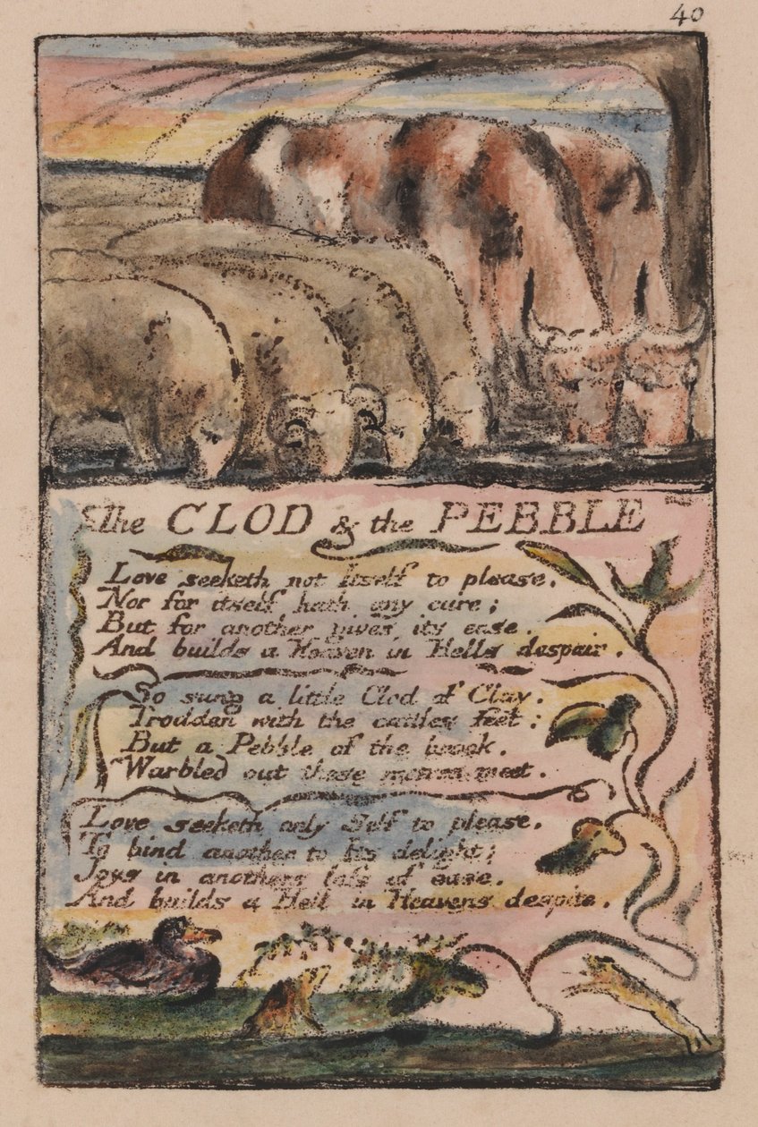 Pieśni niewinności i doświadczenia, plansza 40, gruda i kamyk (Bentley 32) autorstwa William Blake