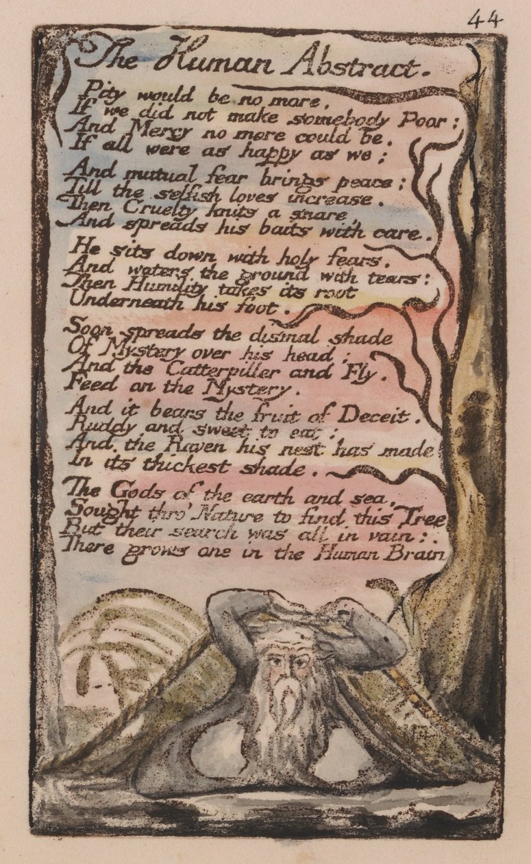 Pieśni o niewinności i doświadczeniu, płyta 44, Abstrakt człowieka (Bentley 47) autorstwa William Blake