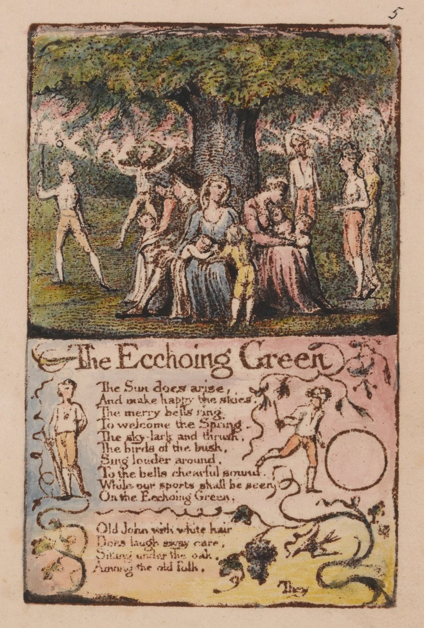 Pieśni o niewinności i doświadczeniu, płyta 5, Echoing Green (Bentley 6) autorstwa William Blake