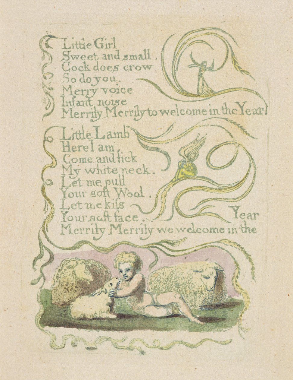 Wiosna, płyta 11 recto, z „Songs of Innocence”, 1789 (reliefowa akwaforta kolorowana ręcznie z akwarelą na papierze) autorstwa William Blake