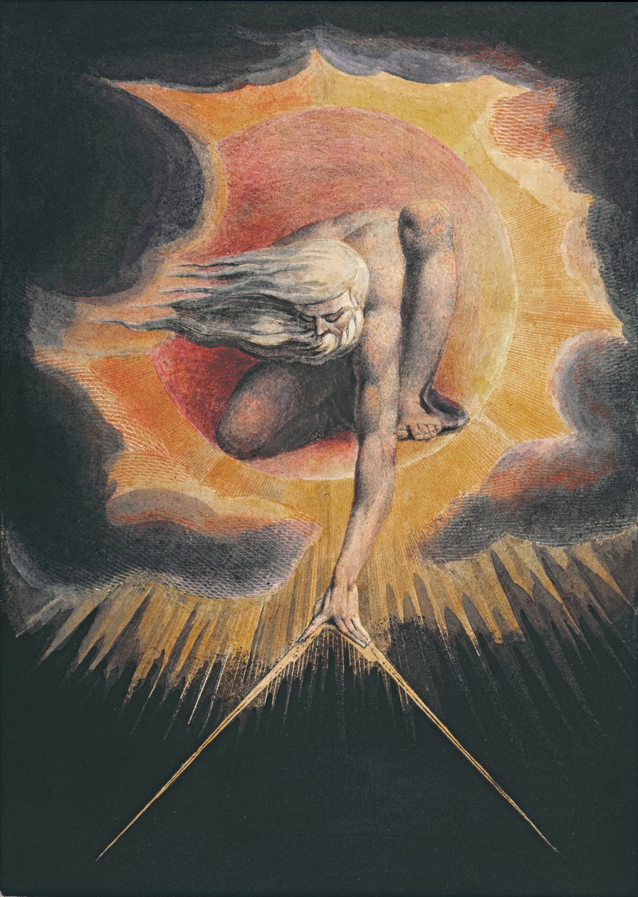 Pradawny (akwaforta piórem i tuszem, wc i kolor nadwozia na papierze) autorstwa William Blake