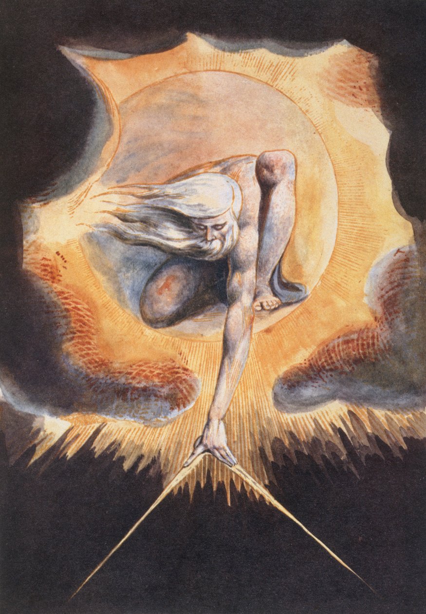 Pradawni, z "Proroctwa o Europie", 1793 (akwaforta piórkiem i tuszem, wc i akwarela na papierze) autorstwa William Blake