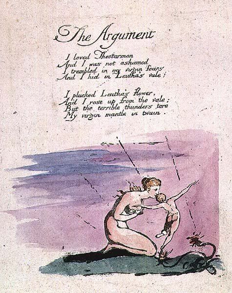 Argument, z Wizji Córek Albionu, 1793 (kolorowa akwaforta) autorstwa William Blake
