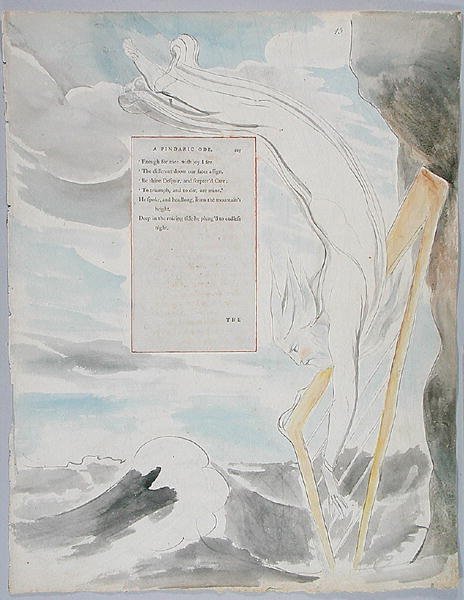 Bard, wzór 65 z The Poems of Thomas Gray, 1797-98 (wc z piórem i atramentem na papierze) autorstwa William Blake