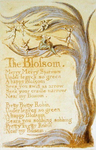 Kwiat, płyta 9 z Pieśni o niewinności, 1789 (akwaforta płaskorzeźba z wc na papierze) autorstwa William Blake