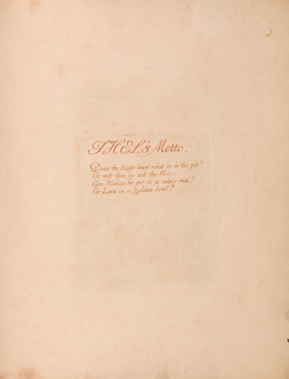 Księga Thel, płyta 1, motto Thels . . . . autorstwa William Blake