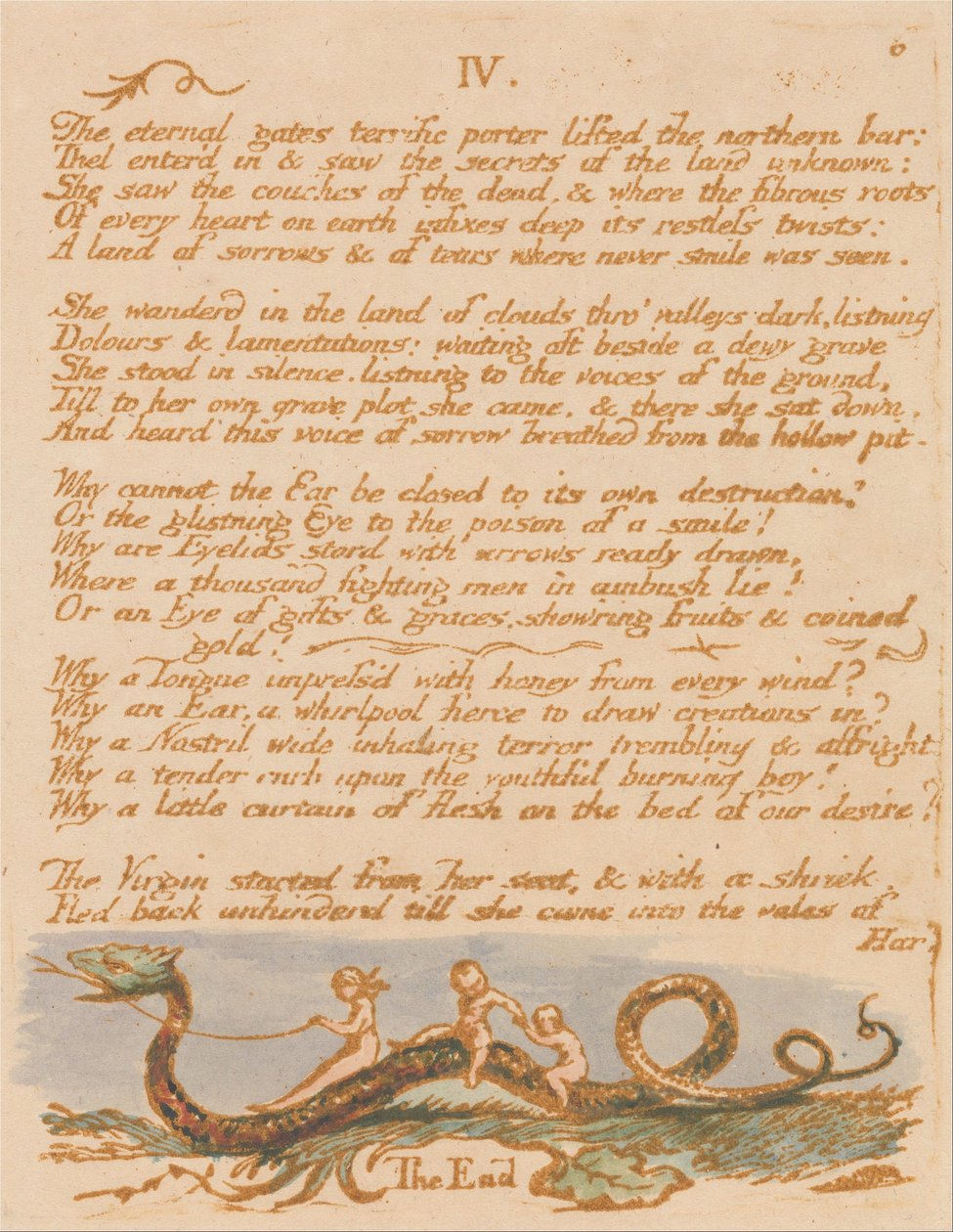 The Book of Thel, płyta 8, autorstwa William Blake