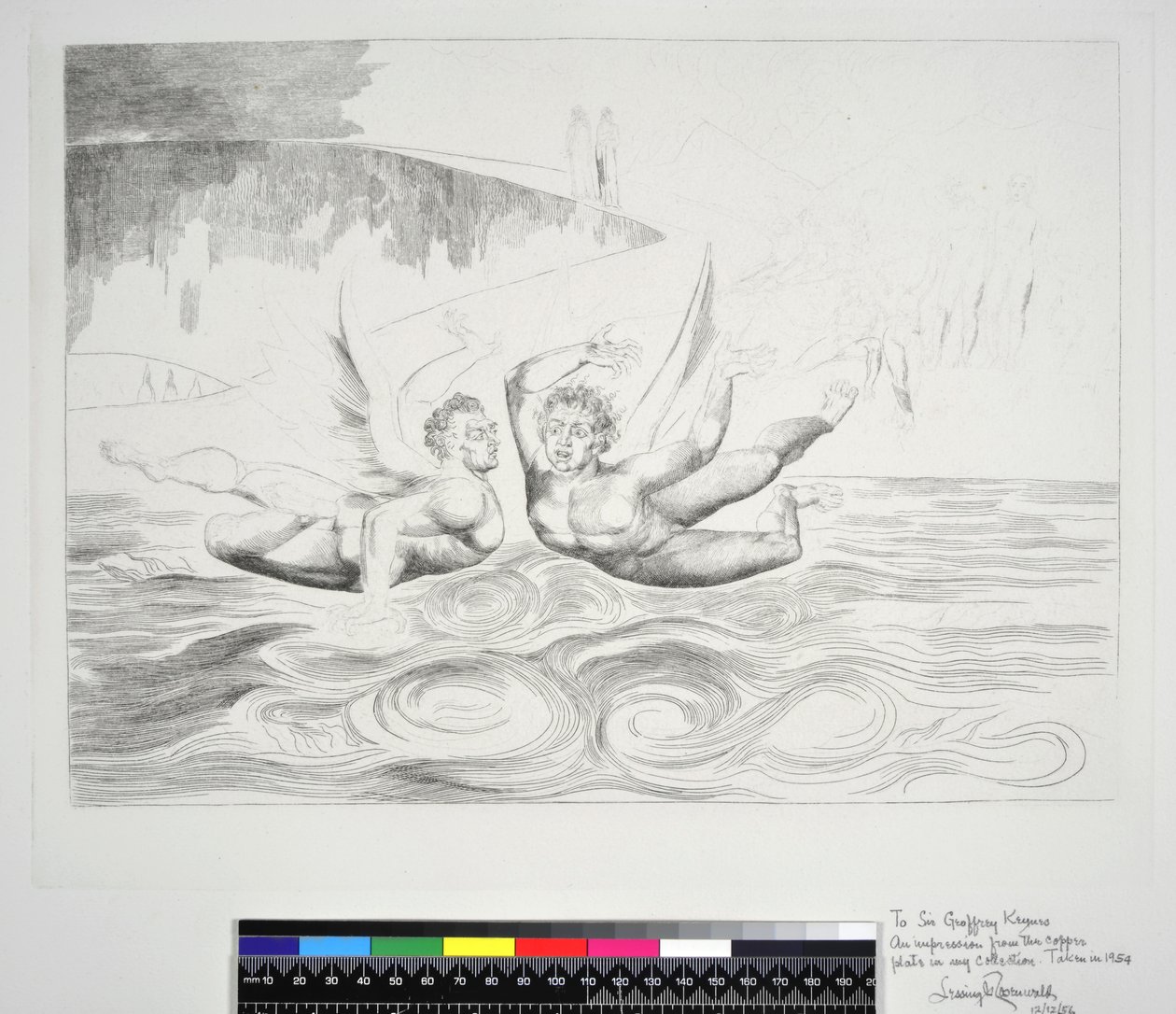 Krąg skorumpowanych urzędników: Diabły szarpiące się nawzajem, Canto XXII, ilustracja do „Boskiej komedii” Dantego Alighieri, 1954 autorstwa William Blake