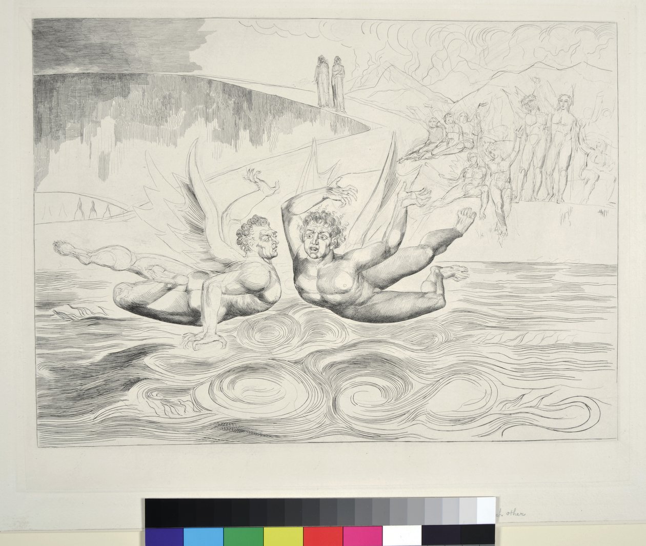 Krąg skorumpowanych urzędników: Diabły szarpiące się nawzajem, Inferno, Canto XXII, ilustracja do „Boskiej komedii” Dantego Alighieri, 1827 autorstwa William Blake