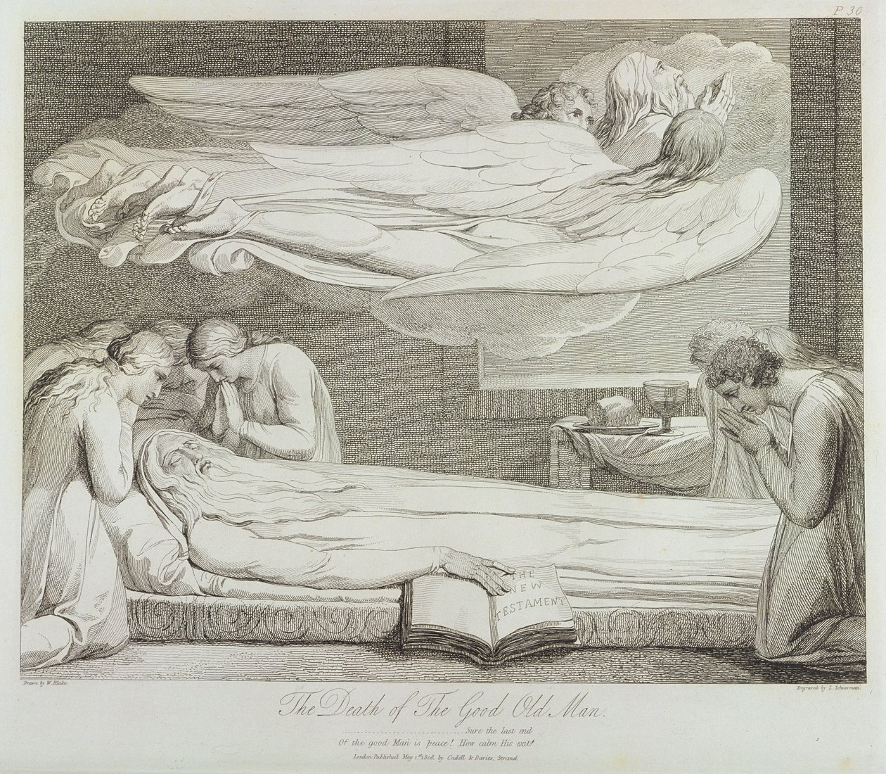 Śmierć starego dobrego człowieka, s.11, ilustracja z „Grób, wiersz”, rycina Luigi Schiavonetti (1765-1810), 1808 autorstwa William Blake