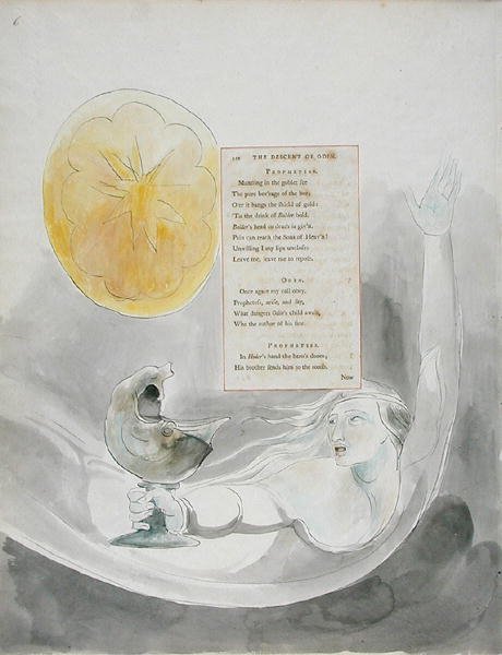 Zejście Odyna, wzór 82 z The Poems of Thomas Gray (toaleta z piórem i atramentem na papierze) autorstwa William Blake