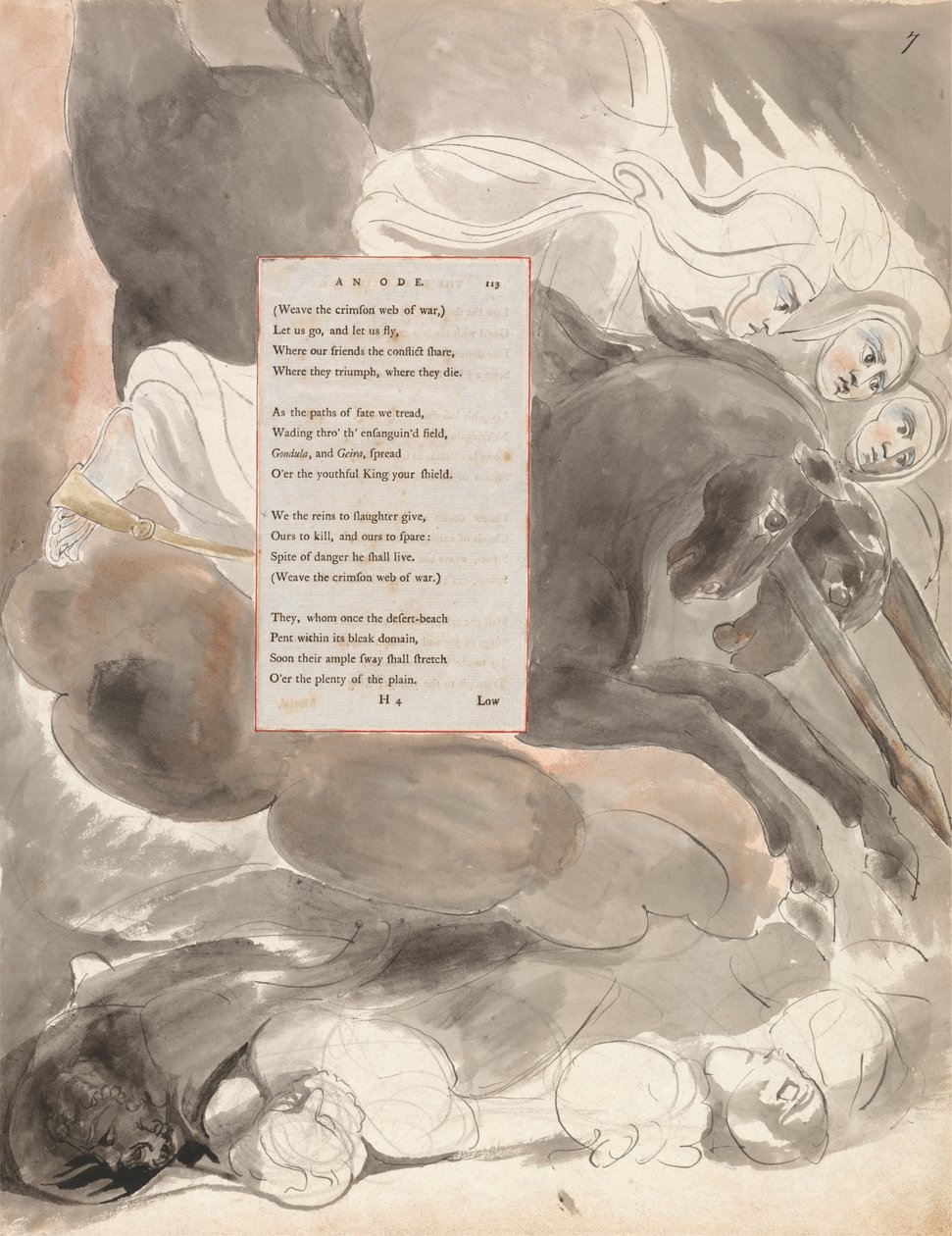 Fatal Sisters, projekt 63 z The Poems of Thomas Gray, 1797-98 (toaleta z piórem i atramentem na papierze) autorstwa William Blake