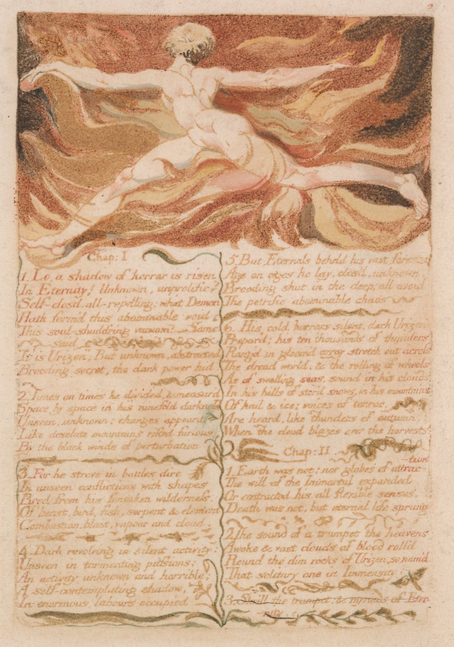 Pierwsza Księga Urizena, tablica 5, autorstwa William Blake